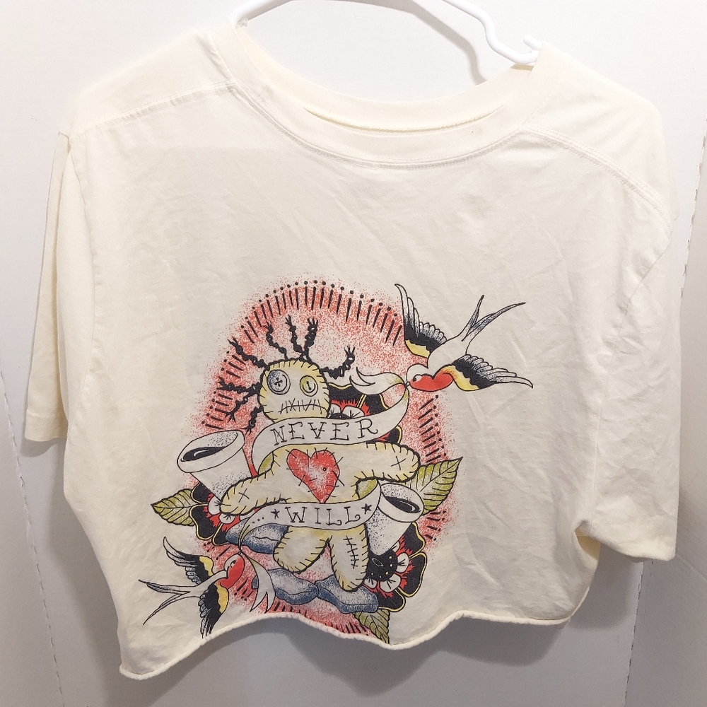 Ashley McBryde Crop Top T Shirt Never Will Voodoo Doll Birds Flowers Tour Tee XL